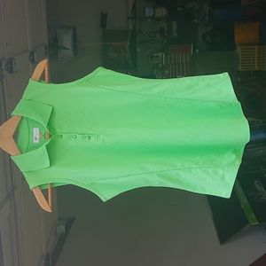 Greg Norman pique golf sleeveless polo in lime green, nwot
